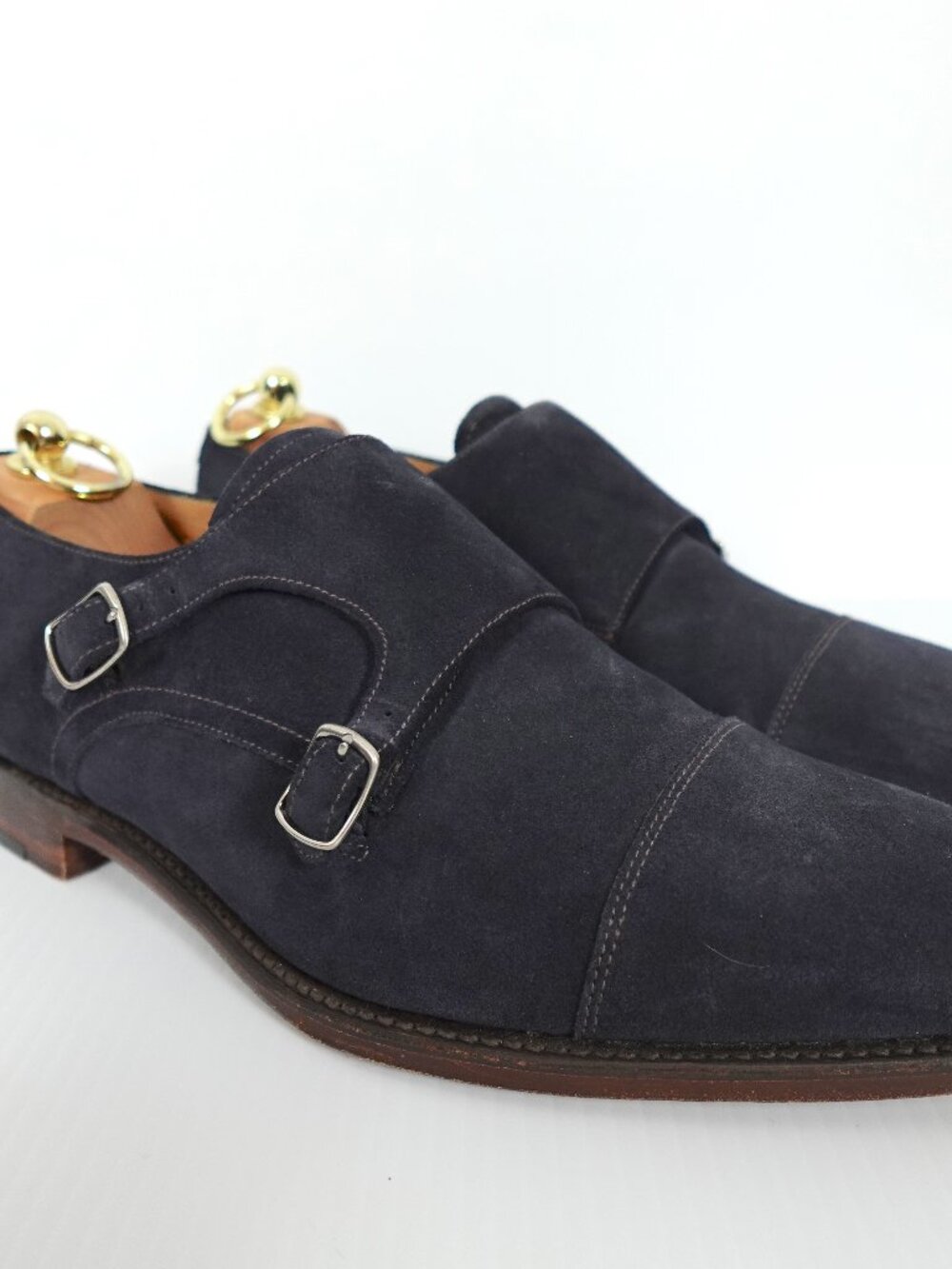 Loake 1880 'Cannon' Men's Blue Suede Monk Strap Dress Shoes Size 10US